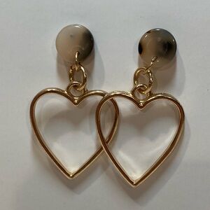 Handmade gold toned heart earrings